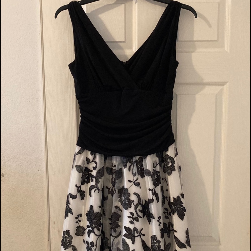 Black & beige dress.